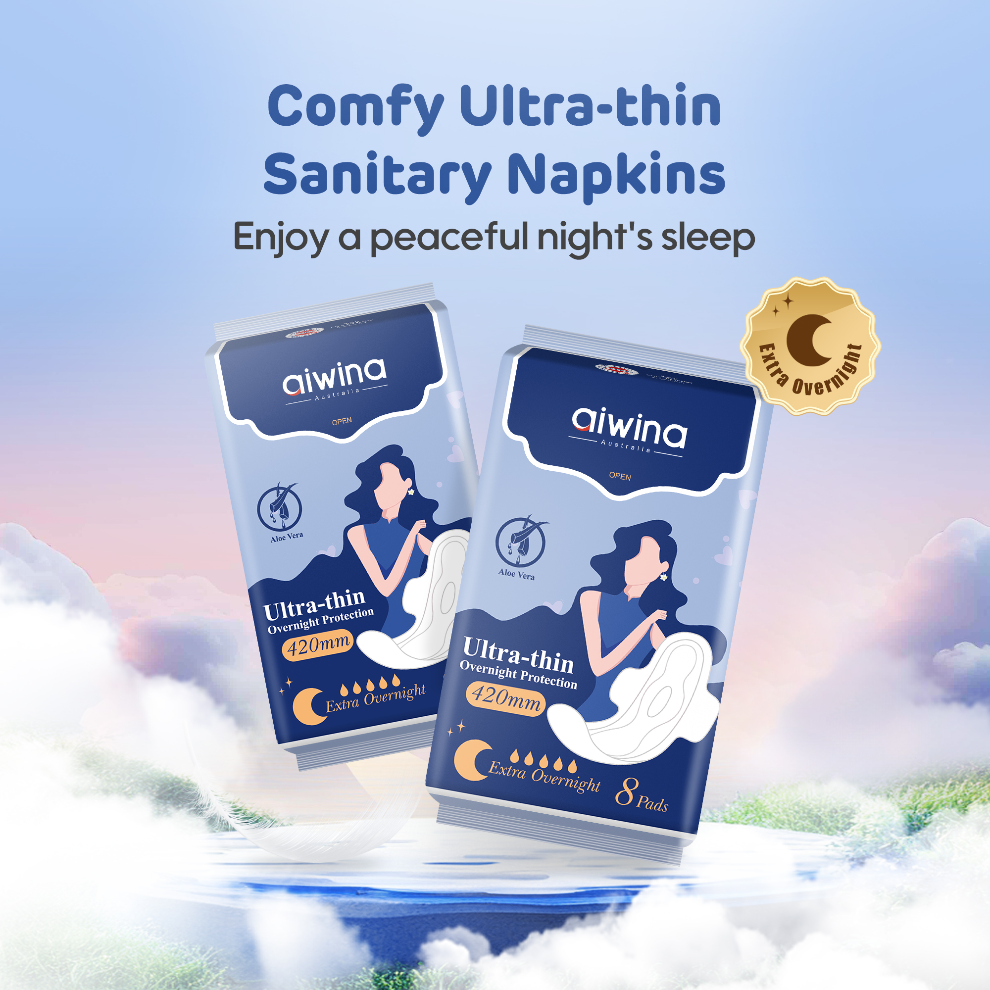 Serviettes Hygiéniques (noyau absorbant * 420mm de 8 serviettes)